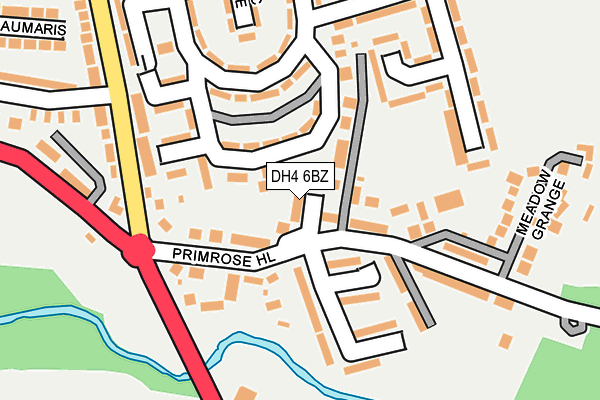 DH4 6BZ map - OS OpenMap – Local (Ordnance Survey)