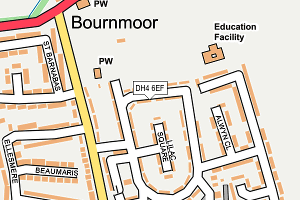 DH4 6EF map - OS OpenMap – Local (Ordnance Survey)