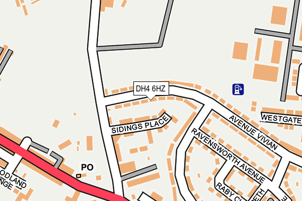 DH4 6HZ map - OS OpenMap – Local (Ordnance Survey)