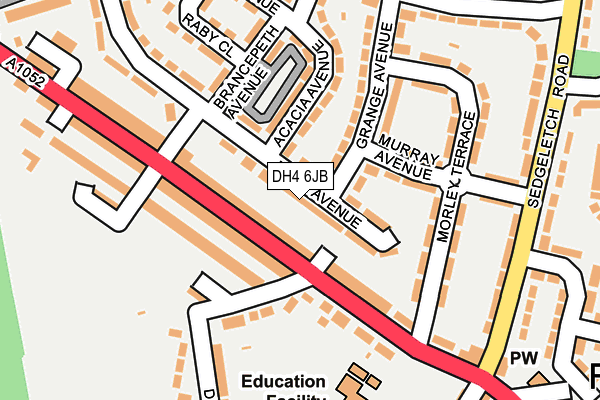 DH4 6JB map - OS OpenMap – Local (Ordnance Survey)