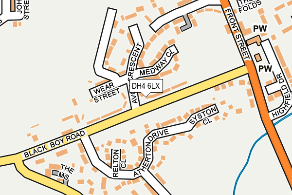 DH4 6LX map - OS OpenMap – Local (Ordnance Survey)