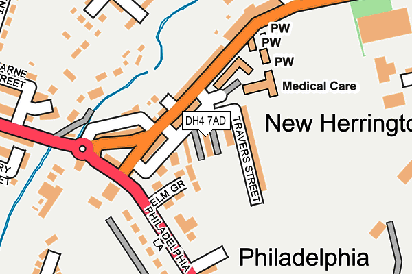 DH4 7AD map - OS OpenMap – Local (Ordnance Survey)