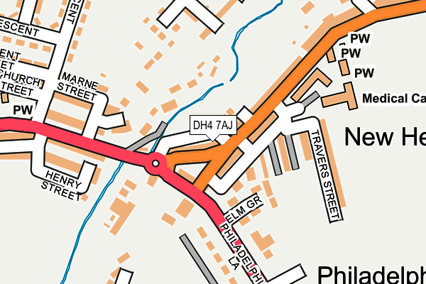 DH4 7AJ map - OS OpenMap – Local (Ordnance Survey)