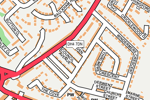 DH4 7DN map - OS OpenMap – Local (Ordnance Survey)