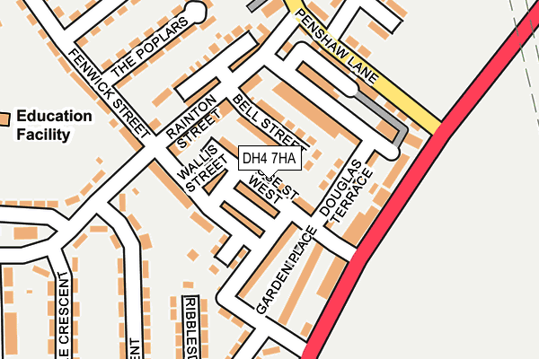 DH4 7HA map - OS OpenMap – Local (Ordnance Survey)