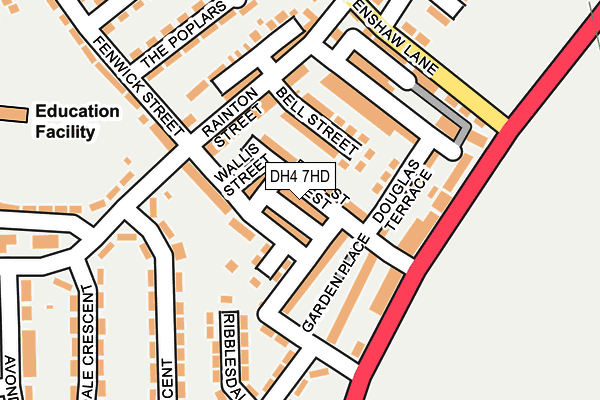 DH4 7HD map - OS OpenMap – Local (Ordnance Survey)