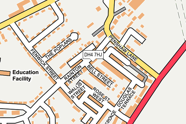 DH4 7HJ map - OS OpenMap – Local (Ordnance Survey)