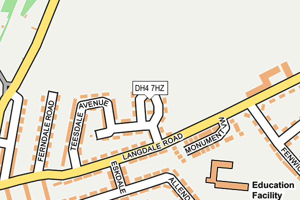 DH4 7HZ map - OS OpenMap – Local (Ordnance Survey)