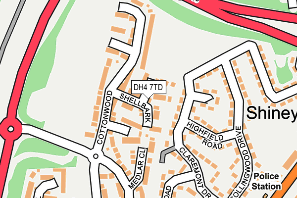 DH4 7TD map - OS OpenMap – Local (Ordnance Survey)