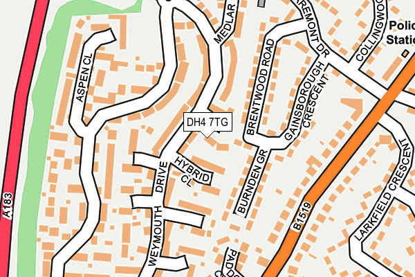 DH4 7TG map - OS OpenMap – Local (Ordnance Survey)