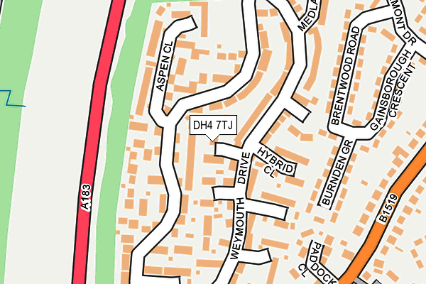 DH4 7TJ map - OS OpenMap – Local (Ordnance Survey)