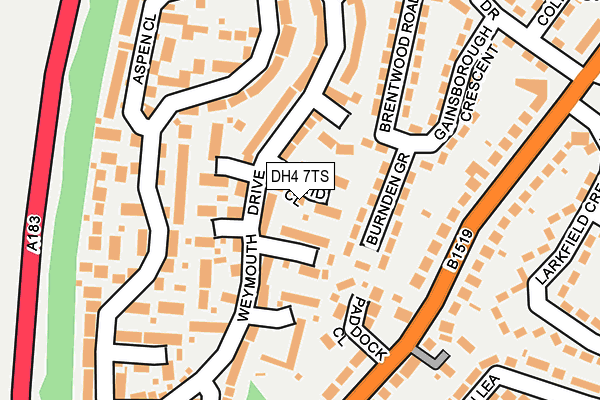 DH4 7TS map - OS OpenMap – Local (Ordnance Survey)