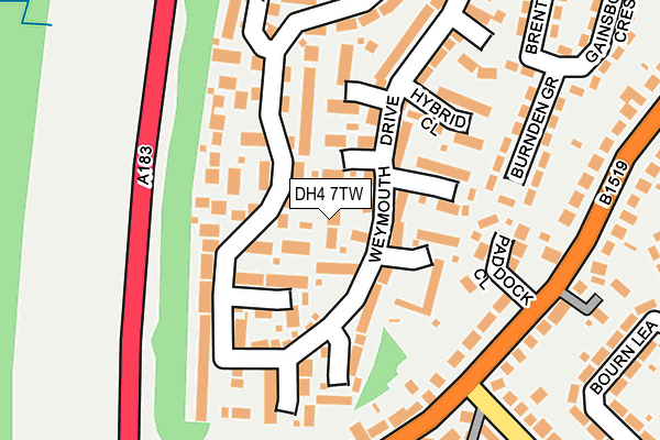 DH4 7TW map - OS OpenMap – Local (Ordnance Survey)