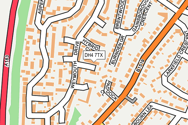 DH4 7TX map - OS OpenMap – Local (Ordnance Survey)