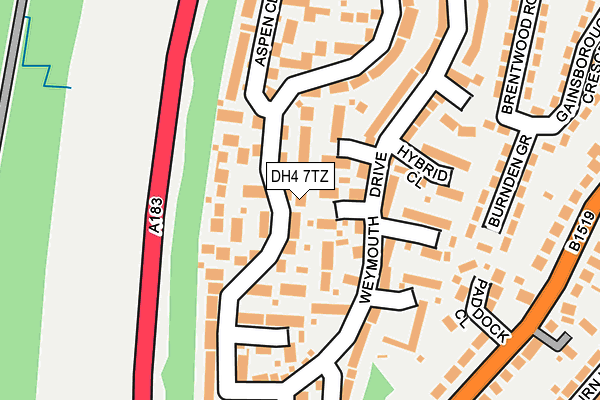 DH4 7TZ map - OS OpenMap – Local (Ordnance Survey)