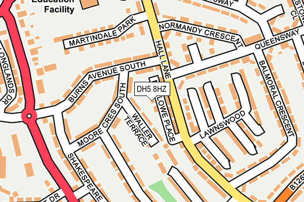 DH5 8HZ map - OS OpenMap – Local (Ordnance Survey)