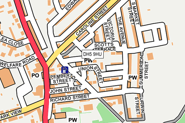 DH5 9HU map - OS OpenMap – Local (Ordnance Survey)