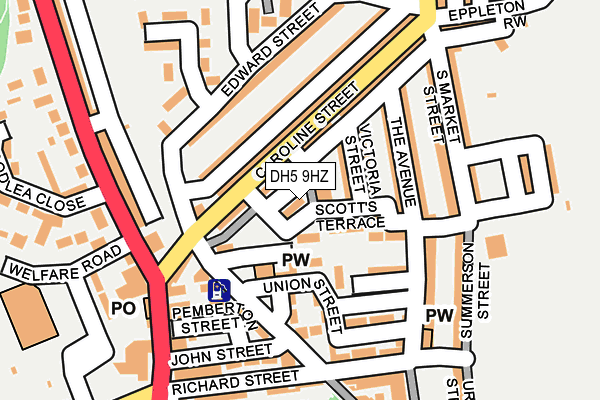 DH5 9HZ map - OS OpenMap – Local (Ordnance Survey)