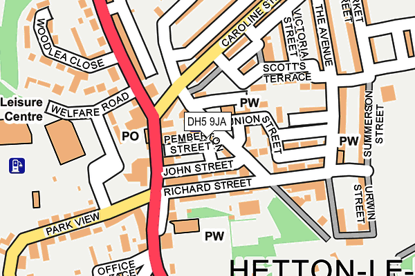 DH5 9JA map - OS OpenMap – Local (Ordnance Survey)