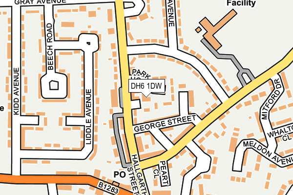 DH6 1DW map - OS OpenMap – Local (Ordnance Survey)