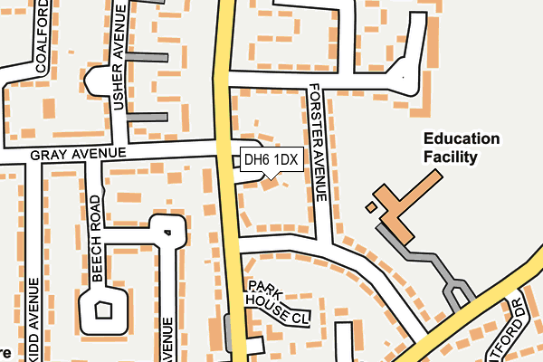 DH6 1DX map - OS OpenMap – Local (Ordnance Survey)