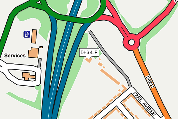 DH6 4JP map - OS OpenMap – Local (Ordnance Survey)