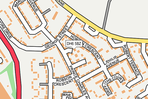 DH6 5BZ map - OS OpenMap – Local (Ordnance Survey)
