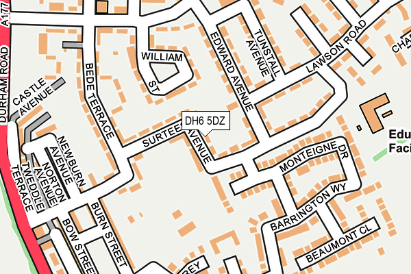 DH6 5DZ map - OS OpenMap – Local (Ordnance Survey)