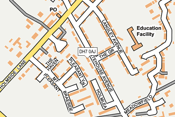 DH7 0AJ map - OS OpenMap – Local (Ordnance Survey)