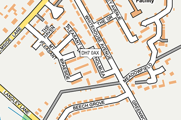 DH7 0AX map - OS OpenMap – Local (Ordnance Survey)