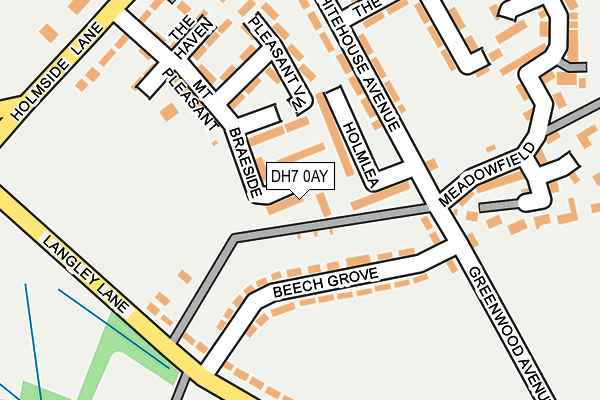 DH7 0AY map - OS OpenMap – Local (Ordnance Survey)