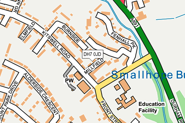 DH7 0JD map - OS OpenMap – Local (Ordnance Survey)