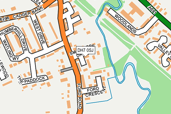 DH7 0SJ map - OS OpenMap – Local (Ordnance Survey)