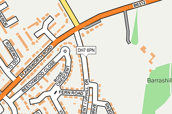 DH7 6PN map - OS OpenMap – Local (Ordnance Survey)
