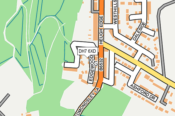 DH7 6XD map - OS OpenMap – Local (Ordnance Survey)