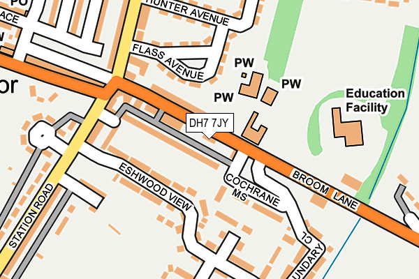 DH7 7JY map - OS OpenMap – Local (Ordnance Survey)