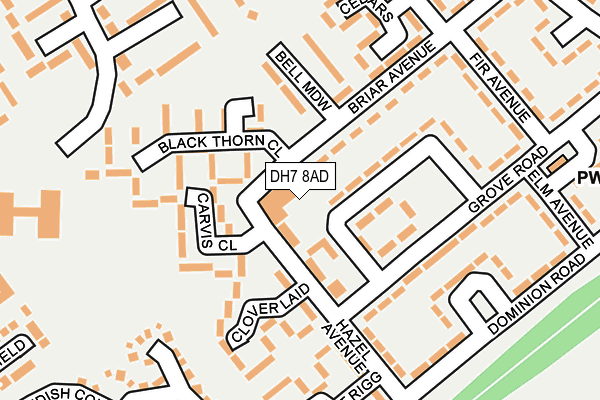 DH7 8AD map - OS OpenMap – Local (Ordnance Survey)
