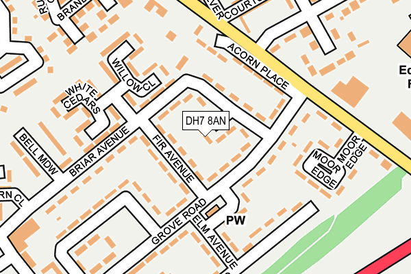DH7 8AN map - OS OpenMap – Local (Ordnance Survey)