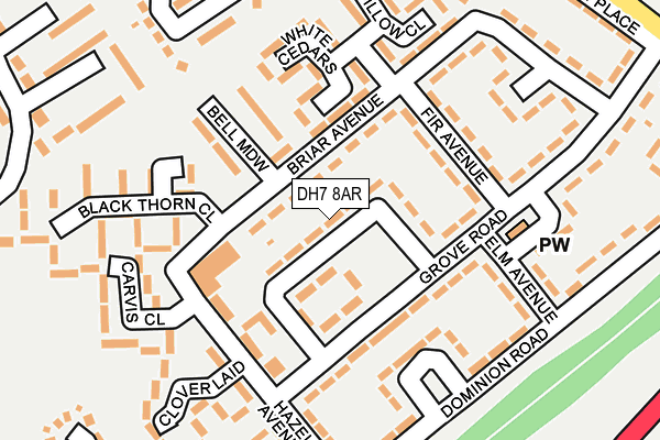DH7 8AR map - OS OpenMap – Local (Ordnance Survey)