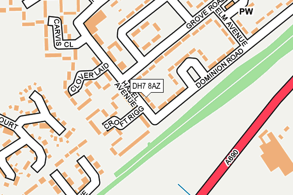 DH7 8AZ map - OS OpenMap – Local (Ordnance Survey)