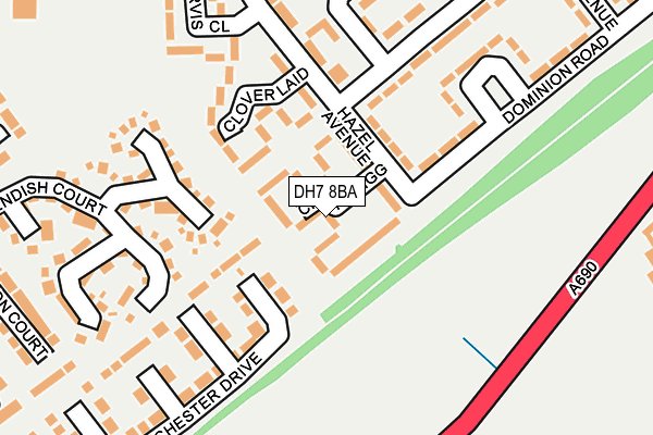 DH7 8BA map - OS OpenMap – Local (Ordnance Survey)