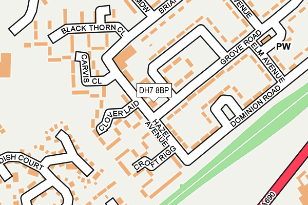 DH7 8BP map - OS OpenMap – Local (Ordnance Survey)