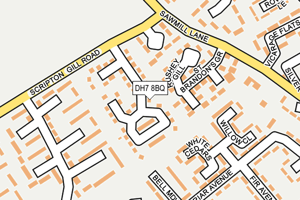 DH7 8BQ map - OS OpenMap – Local (Ordnance Survey)