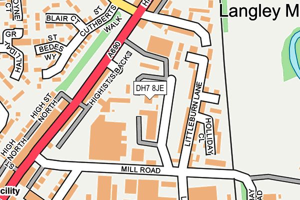 DH7 8JE map - OS OpenMap – Local (Ordnance Survey)