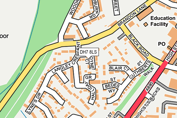 DH7 8LS map - OS OpenMap – Local (Ordnance Survey)