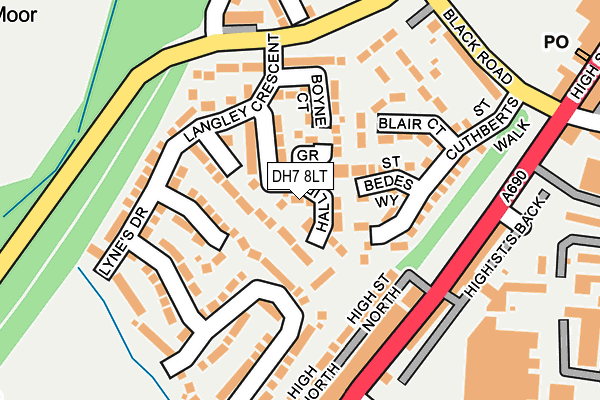 DH7 8LT map - OS OpenMap – Local (Ordnance Survey)