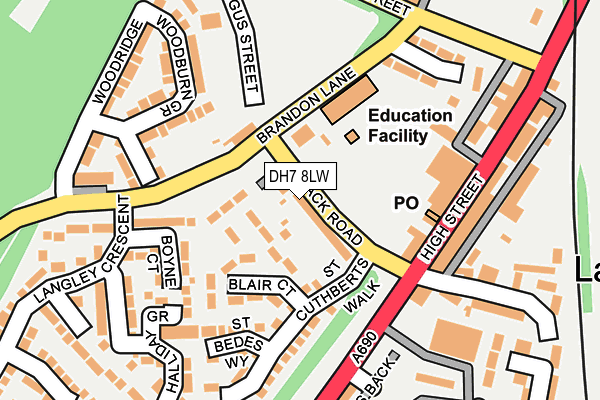 DH7 8LW map - OS OpenMap – Local (Ordnance Survey)