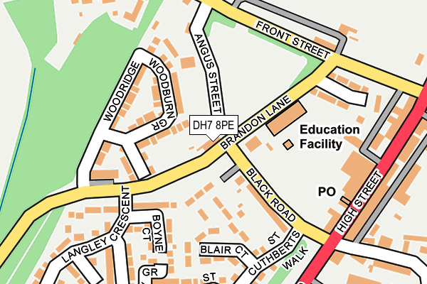 DH7 8PE map - OS OpenMap – Local (Ordnance Survey)