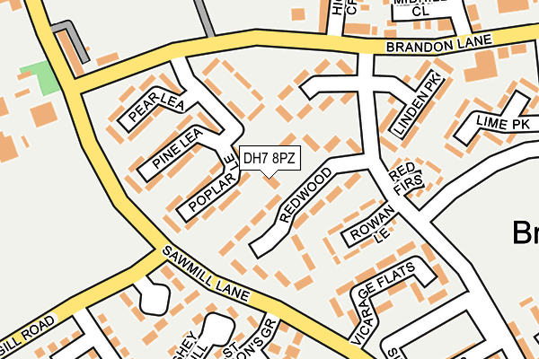 DH7 8PZ map - OS OpenMap – Local (Ordnance Survey)