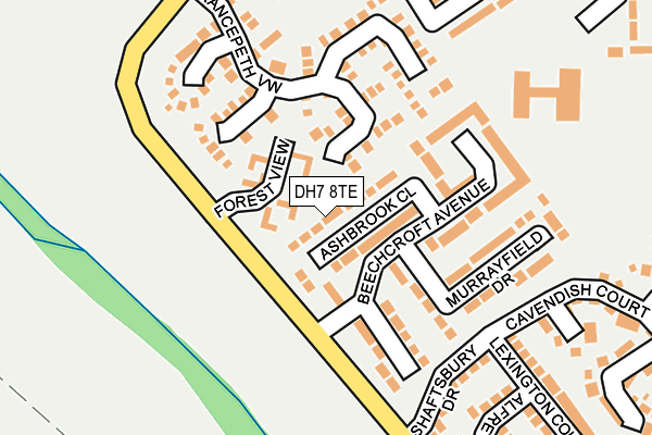 DH7 8TE map - OS OpenMap – Local (Ordnance Survey)